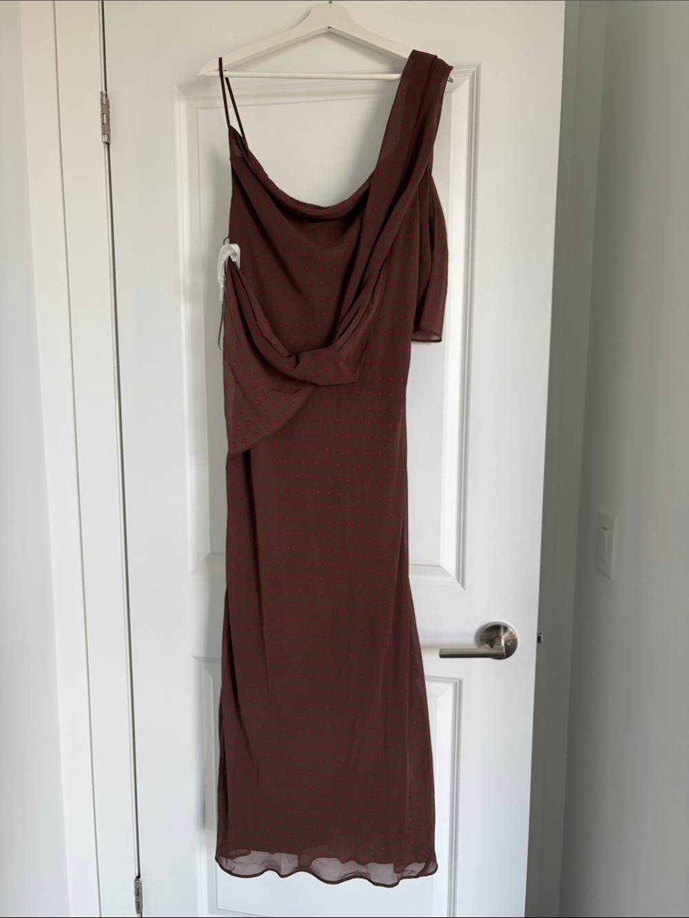 Abercrombie Brown Polka Dot Midi Dress with Scarf